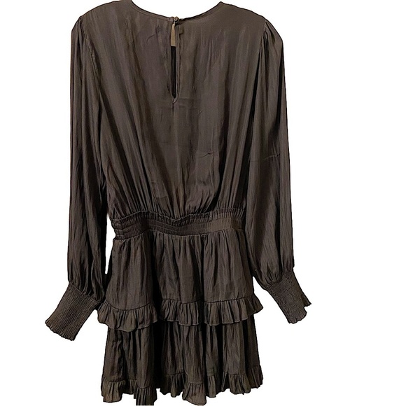 Do + Be Small Pullover Keyhole Closure Smock Waist Ruffles Long Sleeves Dress - Picture 3 of 6